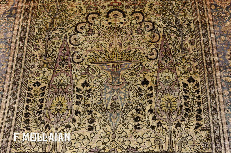 Antique Persian Kashan (Mohtasham) Silk Rug n°:24162423